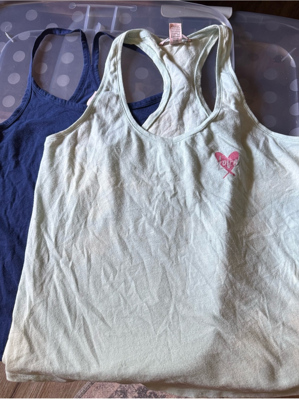 Total of 3 Victoria's Secret women's  Racerback Tank Tops - Light Green & Navy